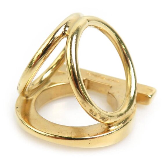 Auth Salvatore Ferragamo Gancini Scarf Ring Gold Metal - Picture 4 of 7